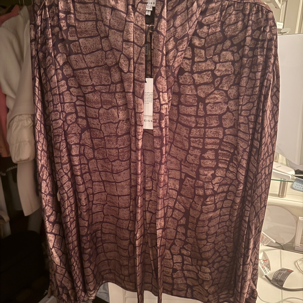Reiss Silk Animal Print Blouse NWT
